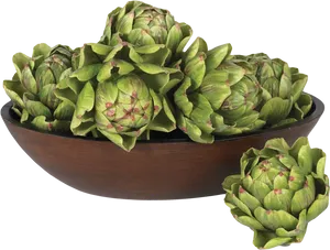 Fresh Artichokesin Bowl PNG Image