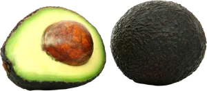 Fresh Avocado Halvedand Whole PNG Image