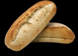 Fresh Baguette Bread Black Background PNG with transparent background