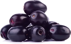 Fresh Black Plums Pile PNG Image