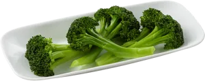 Fresh Broccolion White Platter PNG Image