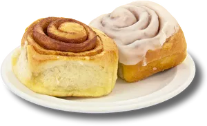 Fresh Cinnamon Rollson Plate PNG Image