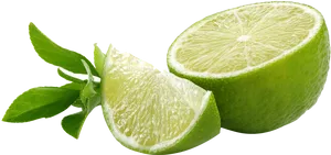 Fresh Cut Limewith Leaves PNG Image