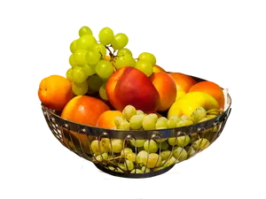 Fresh Fruit Bowl Black Background PNG Image