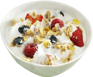 Fresh Fruit Cereal Bowl PNG