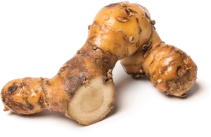 Fresh Ginger Root Cut Piece PNG Image