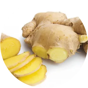 Fresh Ginger Rootand Slices.png PNG Image