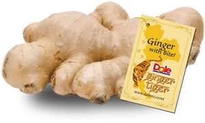 Fresh Ginger Rootwith Branding Tag PNG image with transparent background