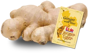 Fresh Ginger Rootwith Branding Tag PNG Image