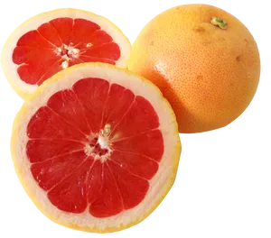 Fresh Grapefruit Slicesand Whole.png PNG Image