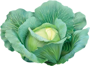 Fresh Green Cabbage Illustration PNG Image