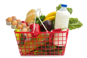 Fresh Grocery Shopping Basket PNG Image