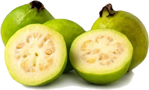 Fresh Guava Fruit Cutand Whole PNG Image