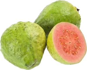 Fresh Guava Fruit Cutand Whole PNG Image