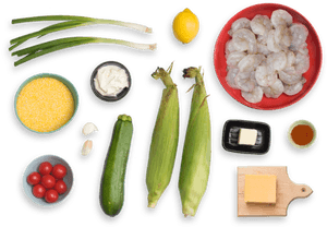 Smoky Shrimp & Creamy Cheddar Grits With Corn, Zucchini - Zucchini, HD Png Download PNG image with transparent background