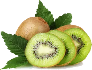 Fresh Kiwi Fruitand Slices PNG Image