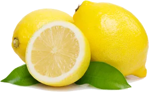 Fresh Lemonsand Leaves PNG Image