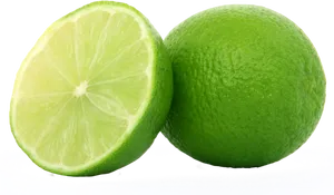 Fresh Lime Sliceand Whole PNG Image