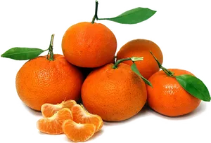 Fresh Mandarin Oranges With Leaves PNG Image