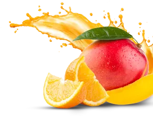 Fresh Mango Orange Splash PNG Image