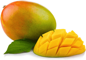 Fresh Mangoand Cubed Slices PNG image with transparent background