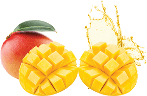 Fresh Mangoand Juice Splash PNG with transparent background