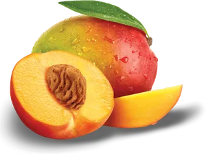 Fresh Mangoand Slices.png PNG Image