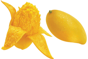 Fresh Mangoand Slicewith Water Drops.png PNG image with transparent background