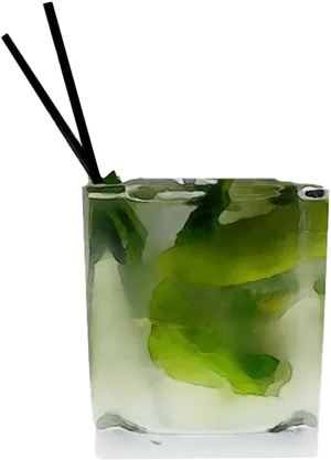 Fresh Mojito Cocktail Glass PNG Image