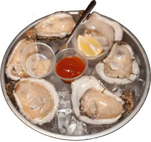 Fresh Oysterson Icewith Condiments PNG Image