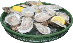 Fresh Oysterson Icewith Lemon PNG Image