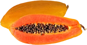 Fresh Papaya Fruit Cut Open PNG Image