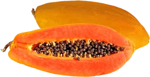 Fresh Papaya Halved Transparent Background PNG Image