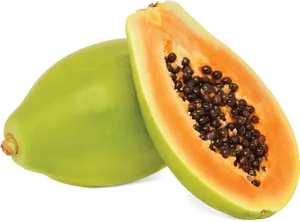 Fresh Papayaand Half Cutwith Seeds PNG Image