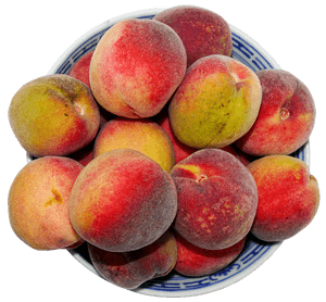 Fresh Peachesin Ceramic Bowl PNG with transparent background