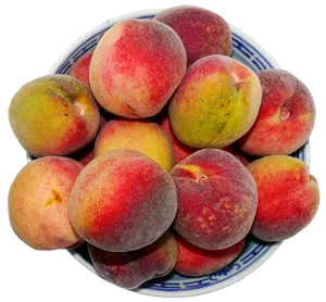 Fresh Peachesin Ceramic Bowl PNG Image