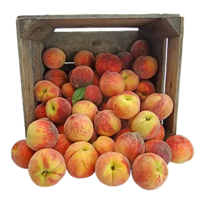 Fresh Peachesin Wooden Crate PNG Image