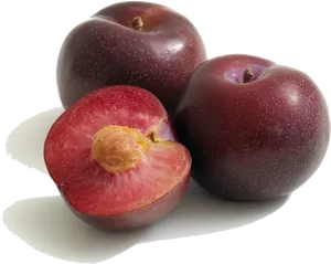 Fresh Plumsand Half Cut Plum PNG Image