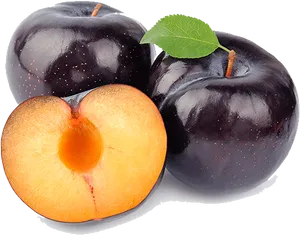 Fresh Plumsand Half Cut Plum PNG Image