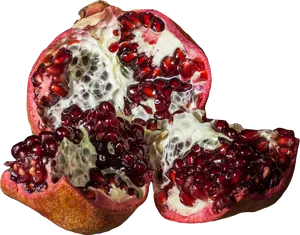 Fresh Pomegranate Halves PNG Image