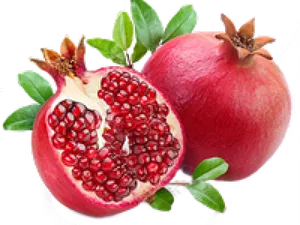 Fresh Pomegranateand Half Cut PNG Image