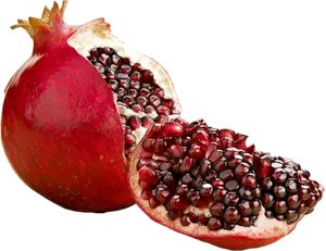 Fresh Pomegranateand Half Cut Revealing Seeds.png PNG Image