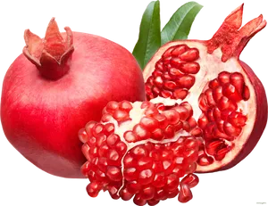 Fresh Pomegranateand Half Cut Section PNG Image