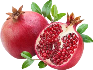 Fresh Pomegranateand Half Cut Transparent Background PNG Image