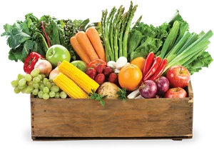 Fresh Produce Variety Crate PNG Image