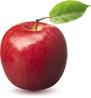 Fresh Red Applewith Leaf PNG image with transparent background
