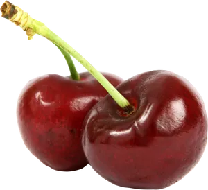 Fresh Red Cherries Black Background PNG Image