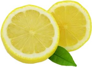 Fresh Sliced Lemonwith Leaf PNG Image