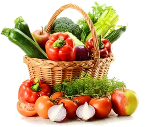 Fresh Vegetable Basket Assortment PNG Image