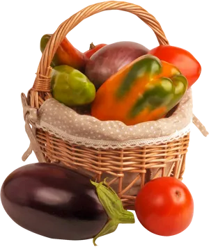 Fresh Vegetable Basket Assortment PNG Image